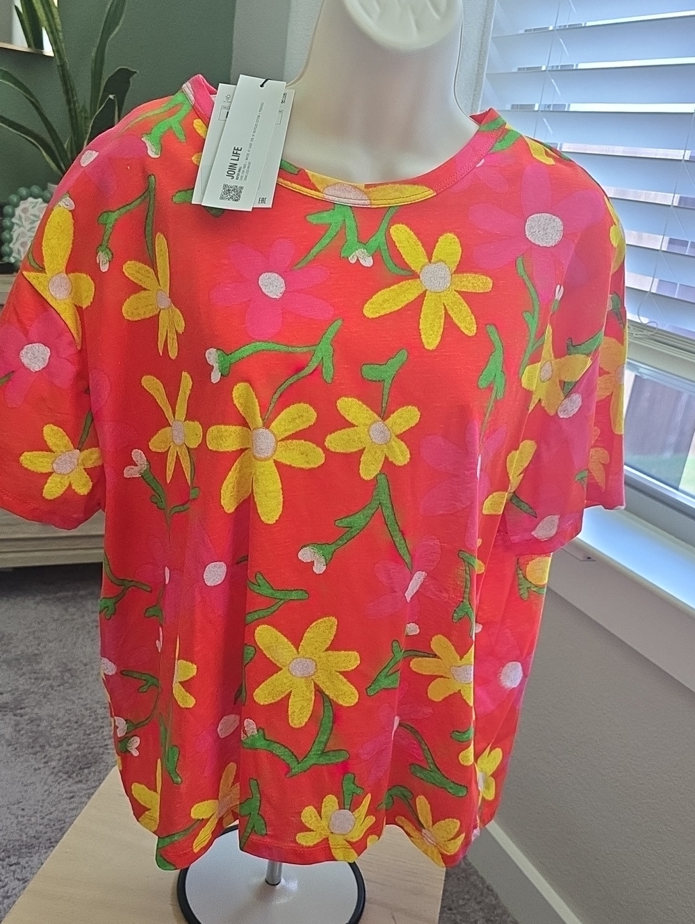 Zara Bright Floral Tee in Pink, Yellow & Green